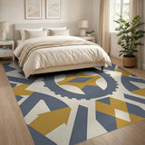 Slate Grey Gear Motif Area Rug