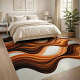 Wavy Earth Tone Abstract Area Rug