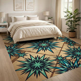 Teal Starburst Distressed Vintage Area Rug