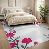Pink Floral Branch Corner Area Rug