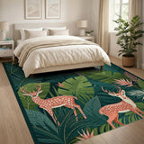 Lush Jungle Leopard Fox Deer Area Rug
