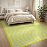 Yellow Vibrant Yellow Grid Geometric Area Rug