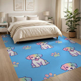 Colorful Cartoon Puppy Kids Area Rug