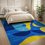 Blue Teal Abstract Face Geometric Area Rug