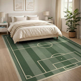 Green Soccer Pitch Washable Area Rug