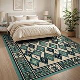 Heritage Tribal Teal Heritage Tribal Geometric Area Rug