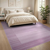 Purple Framed Stripe Area Rug