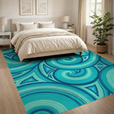 Teal Swirl Geometric Area Rug