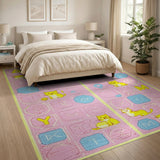Cute Yellow Cats Alphabet Kids Rug