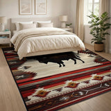 Southwestern Bison Silhouette Area Rug