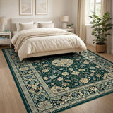 Dark Green Persian Medallion Area Rug