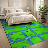 Fun Cartoon City Street Kids Area Rug