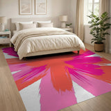 Vibrant Pink Orange Brushstroke Abstract Area Rug