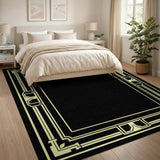 Art Deco Gold Frame Black Area Rug