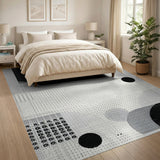 Black White Geometric Abstract Black and White Area Rug