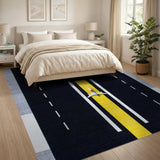Airplane Runway Geometric Area Rug