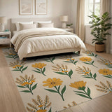Yellow Marigold Floral Pattern Area Rug