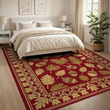 Golden Acorn Oak Leaf Red Persian Rug