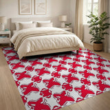 Red Bold Red Geometric X-Pattern Area Rug
