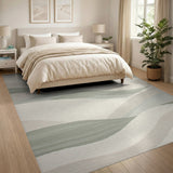 Beige Neutral Wavy Wave Area Rug