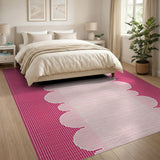 Pink Gingham Scalloped Border Area Rug