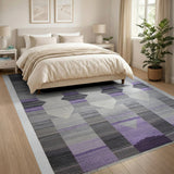 Purple Purple Grey Geometric Modern Area Rug