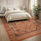 Southwestern Terracotta Geometric Southwestern Rug
