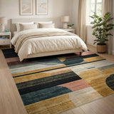 Multi-color and Patterns Geometric Abstract Multi-Color Area Rug
