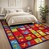 Playful Cartoon Animal Maze Kids Area Rug