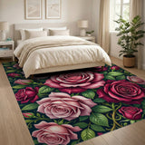 Victorian Pink Rose Floral Area Rug