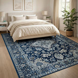 Traditional Persian Navy Blue Traditional Persian Medallion Rug