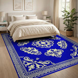 Intricate Blue Persian Floral Medallion Rug