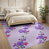 Purple Purple Hibiscus Floral Area Rug
