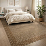 Brown Geometric Woven Border Area Rug