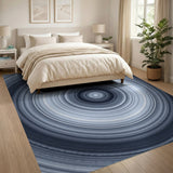 ODIKA Modern Abstract Concentric Circle Blue Machine Washable Area Rug, Low Pile Non-Slip & Pet Friendly