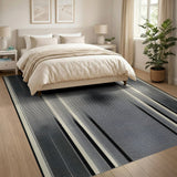 Black White Geometric Halftone Stripe Rug