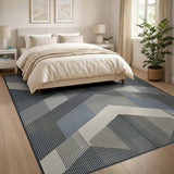 Geometric Modern Blue and Teal Modern Geometric Blue Grey Area Rug