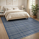 Navy Blue Checkered Plaid Area Rug