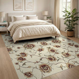 Cream Peony Floral Vintage Area Rug