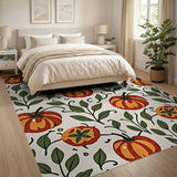 Whimsical Orange Pumpkin Vine Area Rug