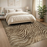 Distressed Brown Zebra Stripe Area Rug
