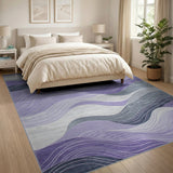 Abstract Area Purple Grey Wavy Abstract Area Rug