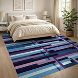 Modern Geometric Blue Purple Area Rug