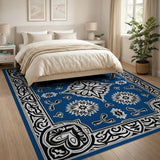 Navy Blue Intricate Persian Border Area Rug