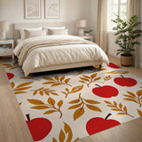 Red Apples Golden Leaves Fruit Pattern Rug