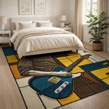 Geometric Blues Guitarist Area Rug