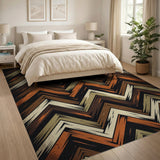 Distressed Zigzag Brown Tan Area Rug