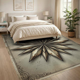 Vintage Distressed Grey Starburst Area Rug