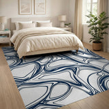 Navy Fluid Wave Abstract Area Rug