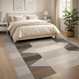 Brown Tan Chevron Geometric Woven Rug